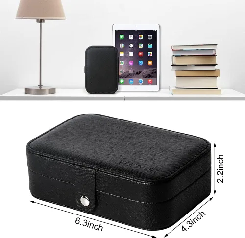 Miniatura 6 de Joyero de viaje, organizador de joyas pequeño de piel sintética para mujeres y niñas, mini estuche de viaje portátil, cajas de almacenamiento