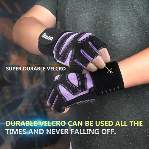 Miniatura 4 de ihuan - Guantes de entrenamiento con ventilación, unisex, protección completa de la palma de la mano; para levantamiento de pesas, entrenamiento