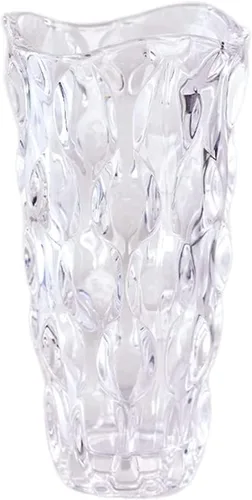 Miniatura 14 de Florero de cristal irrompible de 3.5 libras, 9.5 pulgadas, florero brillante estilo bohemio, para centros de mesa, cocina, oficina, sala de estar