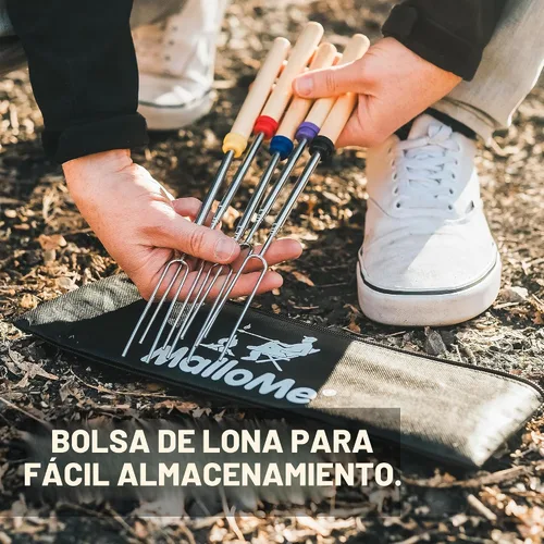 Miniatura 6 de MalloMe Smores Sticks para hoguera larga – Kit de palos para asar malvaviscos – Pinchos Smore Pinchos Hot Dog Tenedor Camphoguera Equipo de Cocina