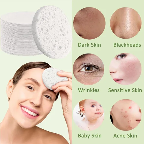 Miniatura 4 de Beieverluck 300 esponjas faciales comprimidas para limpieza de celulosa natural, esponja facial desechable, esponja de spa para limpieza facial