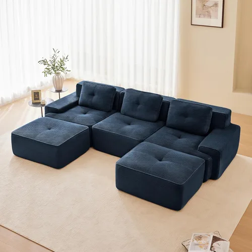 Miniatura 110 de Sofás modulares modulares sin hueso de 82 pulgadas para sala de estar, juego de sofá comprimido de 2 plazas, no requiere montaje, tela de pana, Verde