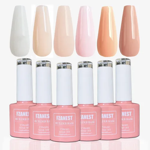 Miniatura 20 de FZANEST - Gel de base de goma para uñas, esmalte de uñas de gel transparente de formación, capa base de goma elástica, gel de extensión en una