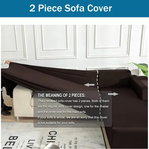 Miniatura 4 de Fundas para sofá modular, 2 piezas, funda de sofá de alta elasticidad en forma de L para 5 y 6 plazas, funda de sofá de tela de elastano