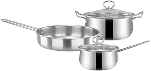 TKUS Juego de utensilios de cocina de acero inoxidable, sartén de fondo plano, olla de sopa de leche, kit de cocina de inducción, cacerola para