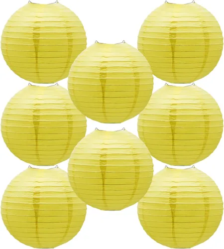 Miniatura 28 de Linternas de papel doradas chinas, japonesas, colgantes, redondas, para decoración de fiesta de Año Nuevo y Año Nuevo Lunar (12 unidades)