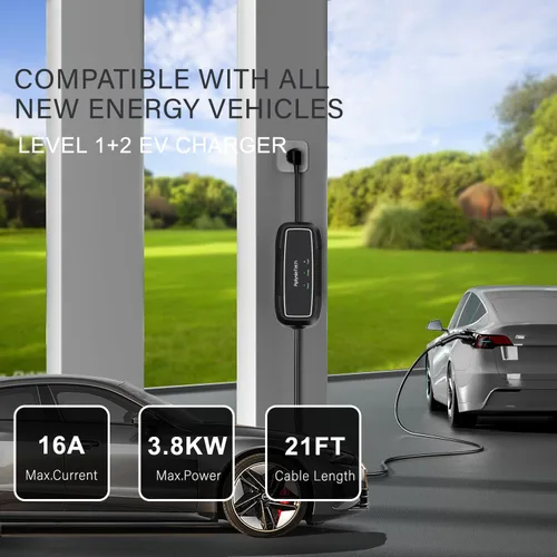 Miniatura 6 de Cargador EV de nivel 1+2, 16 amperios 110-240 V, cargadores eléctricos portátiles SAE J1772 para automóvil, estación de carga EV enchufable