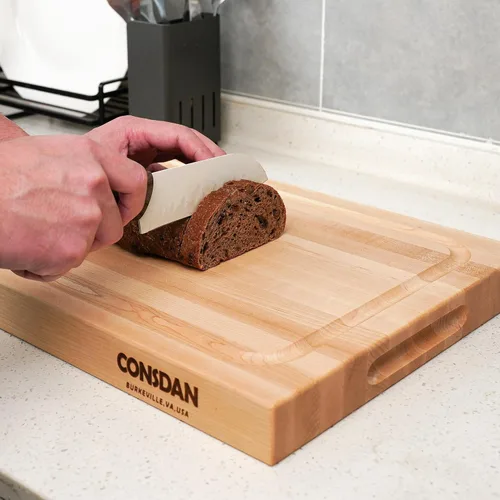 Miniatura 8 de CONSDAN Tabla de cortar de madera de arce duro para cocina, madera dura cultivada en Estados Unidos, 16 x 12 pulgadas, con mango interior invisible