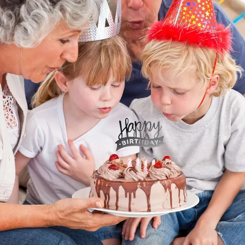 Miniatura 6 de 24 adornos acrílicos gruesos para tartas de cumpleaños con purpurina para fiestas de cumpleaños, pasteles, postres, pasteles, 6 estilos, 4