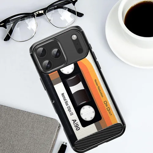 Miniatura 4 de CasesOnDeck - Funda compatible con Apple iPhone 17 Pro Max, diseño de TPU con patrón pictórico, flexible, delgada y elegante (casete retro)