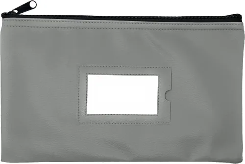 Bolsa de depósito con cremallera | 11 x 6 pulgadas | Gris | Cuero sintético duradero para dinero en efectivo para dinero en efectivo monedero para