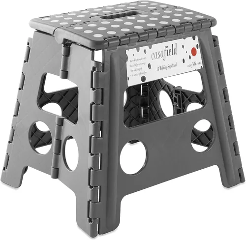 Miniatura 23 de Casafield Taburete plegable de 9 pulgadas con asa, negro, portátil, plegable, pequeño taburete de plástico para niños y adultos, uso en la cocina