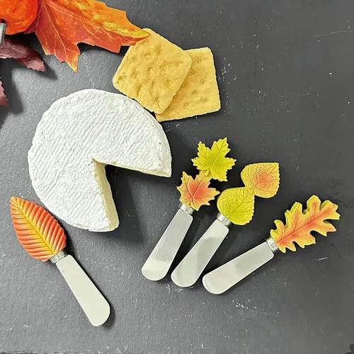 Miniatura 5 de Supreme Housewares Fall Leaves - Esparcidores de queso, asas de resina pintadas a mano con cuchillas de acero inoxidable para untar queso crema