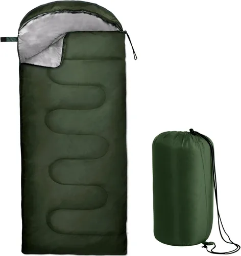 Miniatura 8 de Saco de dormir estándar con capucha para adultos 4 estaciones, cálido o frío, ligero, para interiores y exteriores, sacos de dormir para mochileros