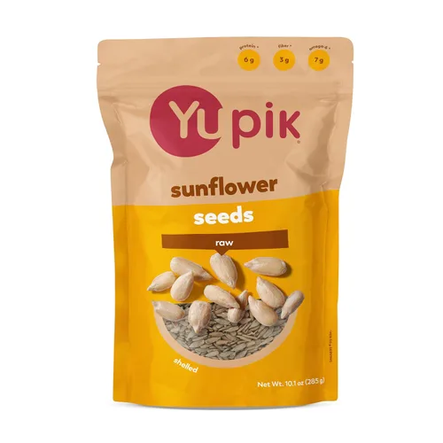 Yupik Semillas de girasol crudas, sin cáscara, 10.1 onzas, kosher, sin gluten, granos de girasol sin sal, sin cáscara, aperitivos saludables, fuente