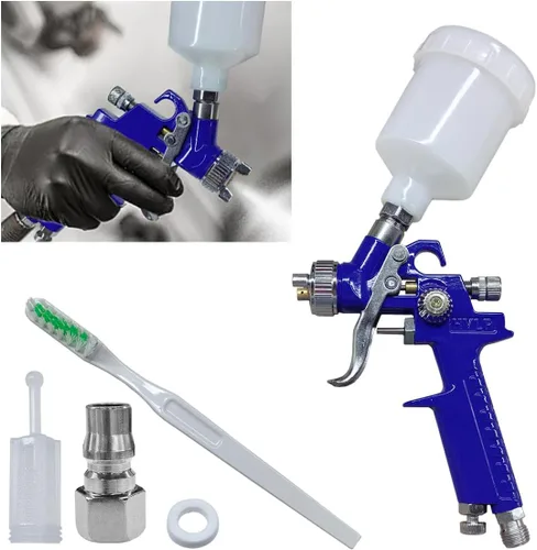 Mini HVLP Pistola pulverizadora de toque con boquilla de 1 mm, 125 cc Taza de alimentación por gravedad, pistola pulverizadora de pintura en aerosol