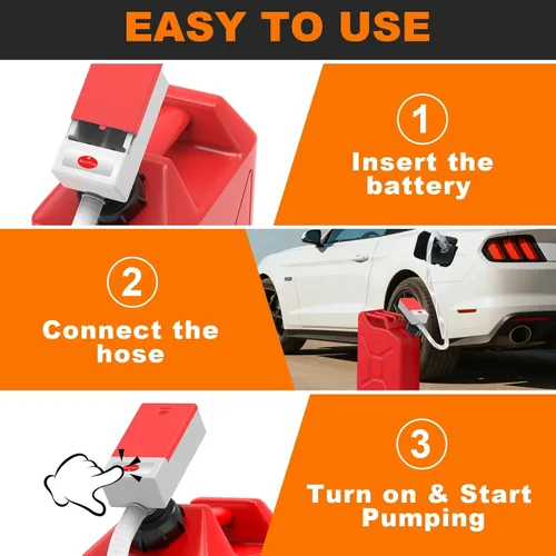Miniatura 6 de Bomba automática de transferencia de combustible con sensor de parada automática, bomba de gasolina portátil rápida y segura con 3 adaptadores