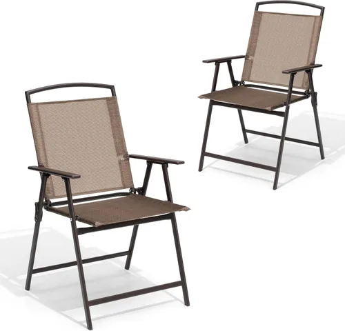 Miniatura 21 de Crestlive Products Juego de 4 sillas plegables para patio, paquete de 4, sillas de comedor al aire libre con reposabrazos para campamento, playa