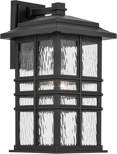 Miniatura 14 de Kichler Beacon 49829BKT - Lámpara de pared cuadrada de 12 pulgadas para exteriores con cristal martillado transparente en negro texturizado