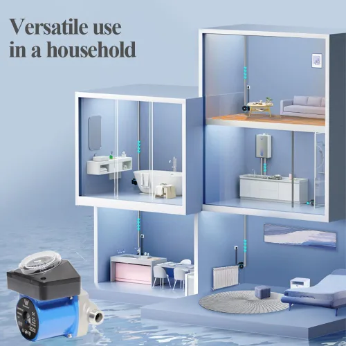 Miniatura 5 de WiseWater Bomba de circulación de 110 V con temporizador, bomba de recirculación de agua caliente de 130 W y 10 GPM, bomba de circulación