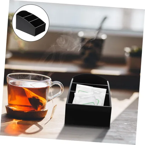 Miniatura 4 de Caja de té de hotel y soporte para azúcar, organizador de escritorio para paquetes de té y azúcar, solución de almacenamiento elegante de barra