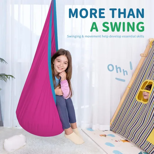 Miniatura 5 de Hamaca tipo cápsula OUTREE 100% de algodón para niños. Para uso interior y exterior, rosado y azul Rosa y azul