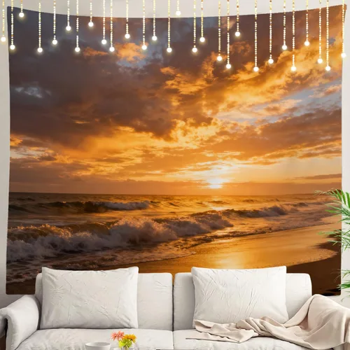 Miniatura 97 de Shrahala Tapiz de pared con paisaje de lago de otoño, bosque amarillo, para colgar en la pared, tapiz grande, decoración de fibra de poliéster