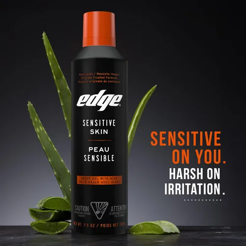Miniatura 3 de Edge Gel de Afeitar para Hombres, 9.5 oz, Paquete de 2 Gel de Afeitar para Hombres con Aloe, Crema de Afeitar para Hombres para Piel Sensible