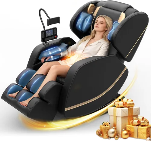 Megashock SL Track 2026 Silla de masaje de cuerpo completo, silla de masaje de gravedad cero con calor trasero, 12 rodillos fijos, masaje de pies,