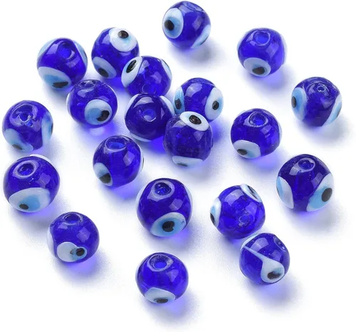 Miniatura 11 de Craftdady 180 cuentas planas redondas acrílicas de ojo malvado de 9 colores, cuentas de ojo de sabiduría de la suerte, cuentas espaciadoras sueltas
