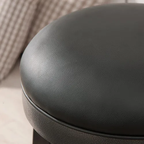 Miniatura 6 de Leick Home Calton Taburete de mostrador, con asiento giratorio, para cocina o comedor, piel sintética negra y piedra gris, paquete de 2, 10118GS/BL