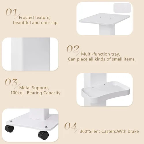 Miniatura 6 de Carrito de belleza con ruedas, carrito de aluminio de 3 niveles, peluquería, salón de spa, máquina de terapia al vacío, carga de 135 libras, 26.7 x