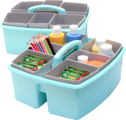 Miniatura 18 de Storex, clasificador grande para manualidades para salón de clases con tazas, 13 x 11 x 6.575 pulgadas, verde, caja de 2 unidades (00983A02C)