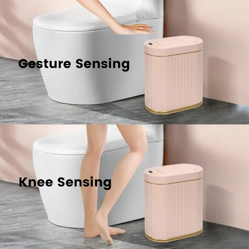 Miniatura 5 de ELPHECO - Cubo de basura de baño con tapa de mariposa, basurero con sensor de movimiento para baño, decoraciones de baño, cubo de basura automático