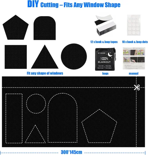 Miniatura 2 de Persianas opacas de 118 x 57 pulgadas, cortinas 100% opacas para ventana, 420D sin taladro, película negra portátil para dormitorio, guardería