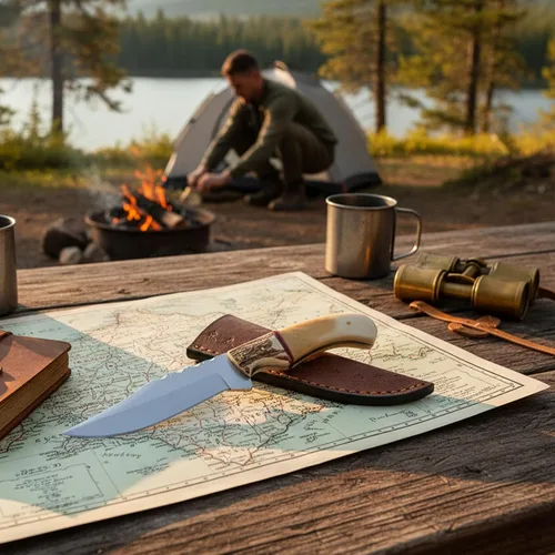 Miniatura 6 de SZCO Supplies 8.75" cuchillo de caza al aire libre del hueso del ciervo que acampa con la vaina de cuero