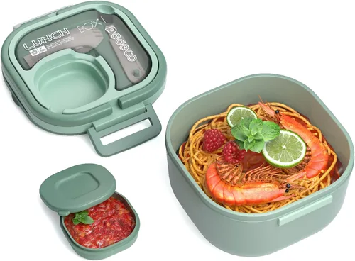 Miniatura 5 de PEDECO Lonchera Bento para adultos y niños, contenedor de comida con un solo compartimento, sin BPA, apta para microondas y lavavajillas