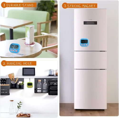 Miniatura 7 de Temporizador digital de cocina, pantalla de visualización grande, alarma fuerte, soporte magnético fuerte, temporizador de juego para maestros