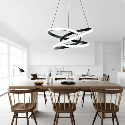 Miniatura 9 de MAYNA Moderno candelabro de anillo para comedor, lámpara colgante LED regulable con control remoto, lámpara irregular para isla de cocina sobre Negro