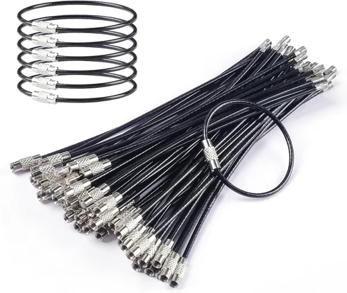 Miniatura 11 de Uniclife 4 Inch Wire Keychain Cable Large Stainless Steel Key Ring Loop Holder for Luggage Tag Keeper for Travel