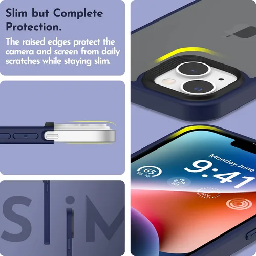 Miniatura 6 de Funda compatible con iPhone 14 con protector de pantalla, cuerpo completo, a prueba de golpes, con protector de cámara, translúcido mate, funda