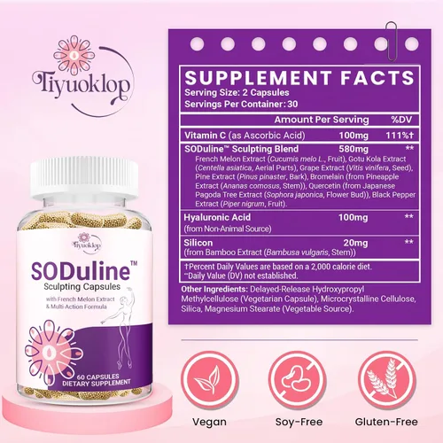 Miniatura 2 de Suplemento anticelulítico, cápsulas escultoras SODuline™ con SOD de melón francés y perlas de fito, reduce la celulitis, removedor de celulitis
