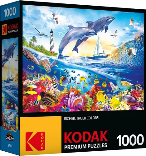 Miniatura 2 de RoseArt - Kodak Premium - Playful Summer Dolphins - Rompecabezas de 1000 piezas para adultos