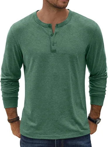 Miniatura 15 de COOFANDY Camiseta Henley de Manga Larga para Hombre Camisas Pullover Casuales Ligeras Camisetas Básicas Suaves Elásticas Tops de Otoño