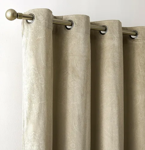 Miniatura 3 de Warm Home Designs Cortinas de terciopelo beige suave con diseño de damasco en relieve de 84 pulgadas de largo. Cortinas opacas de terciopelo