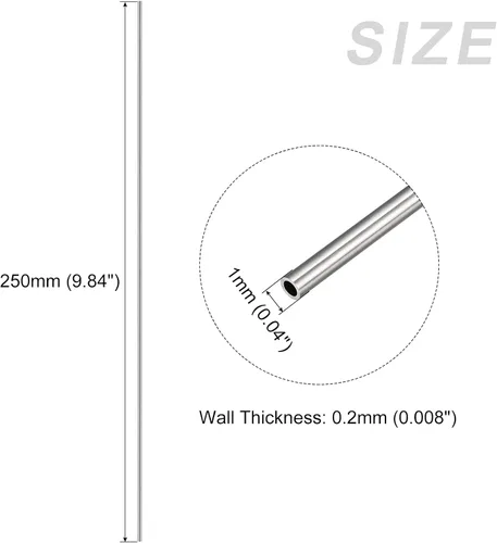 Miniatura 2 de METALLIXITY Tubo de acero inoxidable 304 (0.039 in de diámetro exterior x 0.008 in de pared T x 9.843 in de largo), 4 piezas, tubo recto