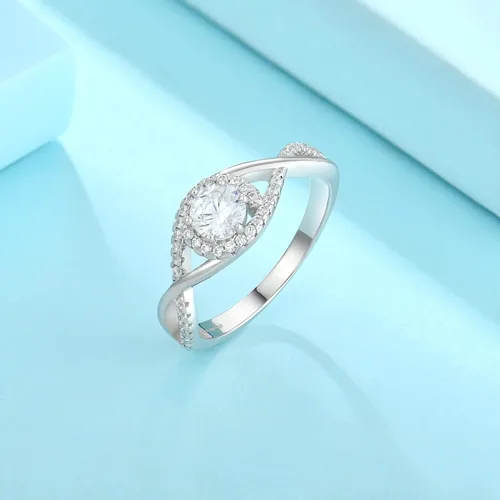 Miniatura 4 de JO WISDOM Anillo de plata de ley 925 para mujer, anillo de compromiso de boda y aniversario con anillo de circonita cúbica 5A de 0.197 in