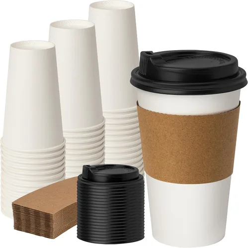 Miniatura 36 de METAPRINT 500 unidades de 12 onzas tazas de papel desechables para café, tazas de papel blancas para café caliente para cafeterías, bistrós, fiestas
