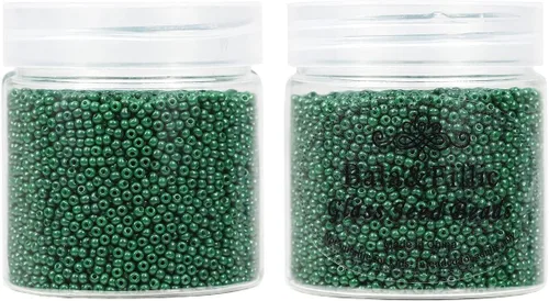 Miniatura 4 de Bala&Fillic Tamaño casi uniforme Cuentas de semillas redondas de color verde ejército de 2 mm Aproximadamente 10000 piezas/110 gramos en caja