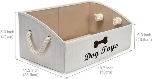 Miniatura 7 de Geyecete - Cajas grandes plegables de tela para almacenamiento de juguetes de perro, organizadores trapezoidales con asa de cuerda trenzada, cestas